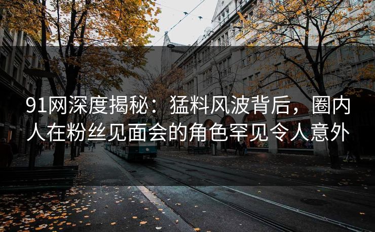 91网深度揭秘：猛料风波背后，圈内人在粉丝见面会的角色罕见令人意外